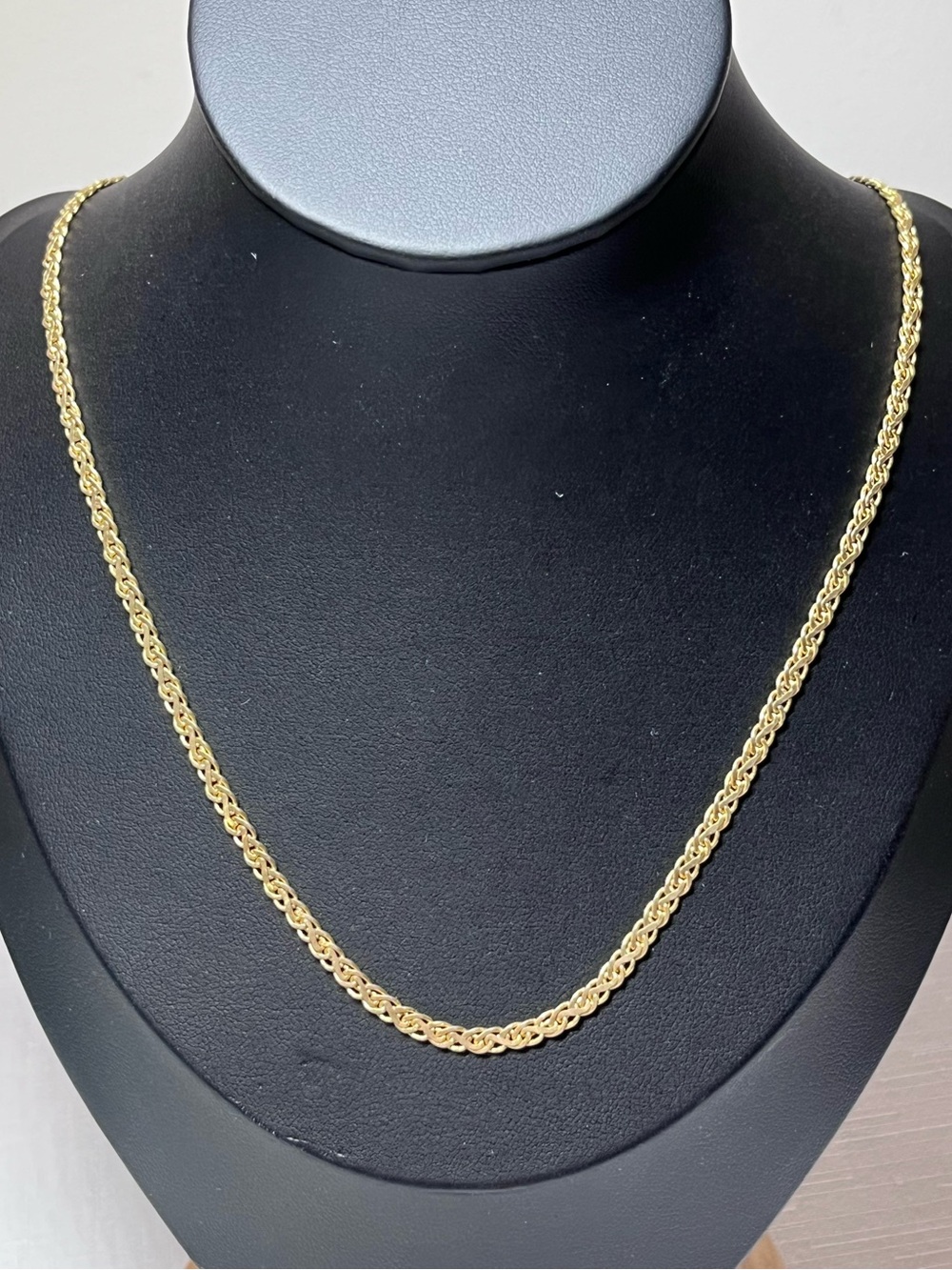 Vintage gold tone, braided necklace chain. 
Korea